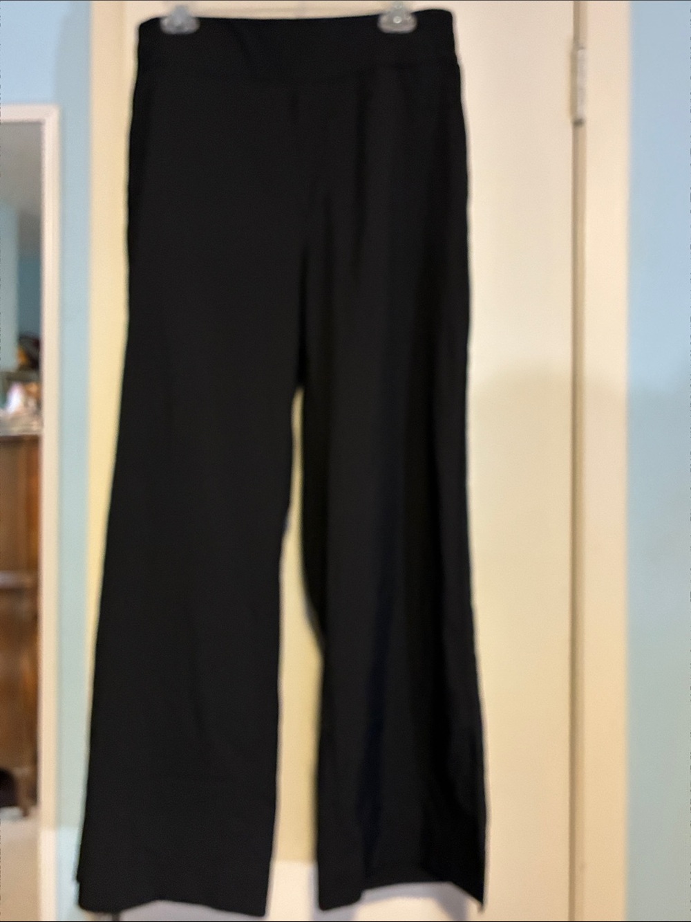 Black Wide-Leg Pull-On Pants with Smooth Drape